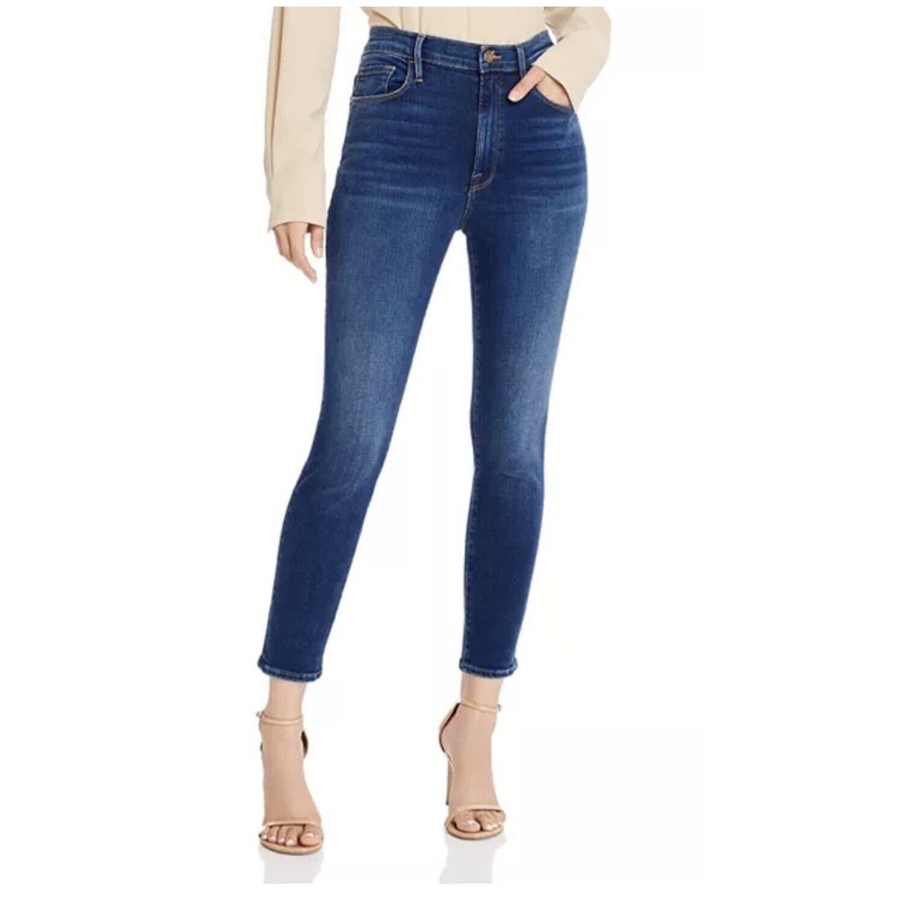 Frame Jeans Ali High-Rise Sz 28 Cigarette Ankle Skinny Marathon Dark Wash Mid‌‌